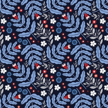 Blue and Red Floral Pattern